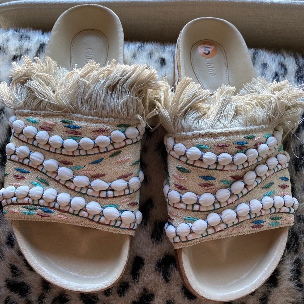 COPY - Chloe Size 5 embroidered sandals